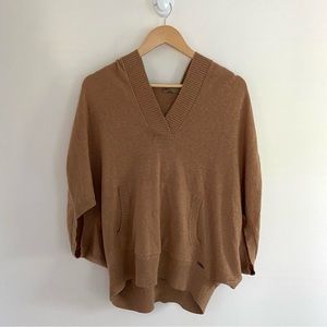 Prana Beige Wool Blend Hooded Pullover Poncho